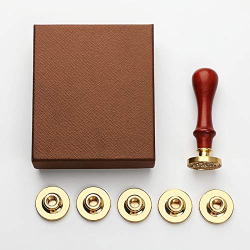 Wax seal set, 6 pieces of plant sealing wax seal brass head + 1 red lacquer wax + 1 piece lacquer spoon, with gift box vintage wax seal seal, suitable for invitation card letter envelope (#2)