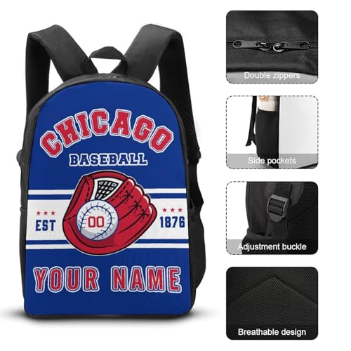 Custom Chicago Backpack School Bags Lunch Bag Pencil Case Add Name Number Personalized Fan Gift for Teen Boys Girls3