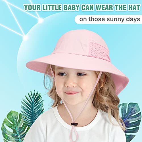 Xiaohawang Girls Sun Hat Baby Beach Hats Boys Upf 50+ Kids Summer Protection Cap Toddler Breathable Caps Wide Brim (6-12Months, Pink) #TOP4