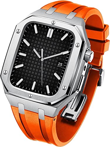 Bracelet en caoutchouc et boîtier métal pour Apple Watch SE 8 7 du bureau au sport