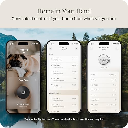 Image of Level Bolt Smart Deadbolt - Make Your Lock Smart Without Changing Keys or Hardware - Matter-Over-Thread - Keyless & Remote Access via Apple, Alexa, Google Home, SmartThings
