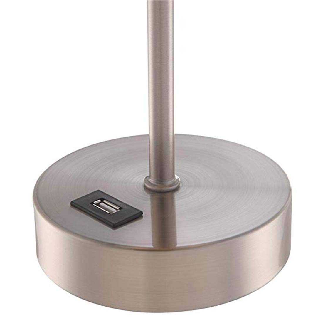 Lámpara de Mesa de Noche USB, lámpara de Noche con Puerto de Carga USB, Base de Metal y lámpara de Escritorio LED de Sombra de Tela Blanca para Dormitorio, Sala de Estar, Oficina