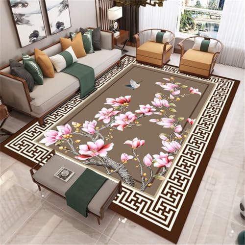 Tapis Salon Rose Marron 180X250CM Résistant à l'Humidité