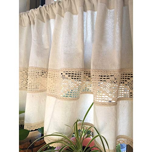 Cortina pequeña de lino de algodón confeccionada artesanalmente para ventanas de dormitorio 6