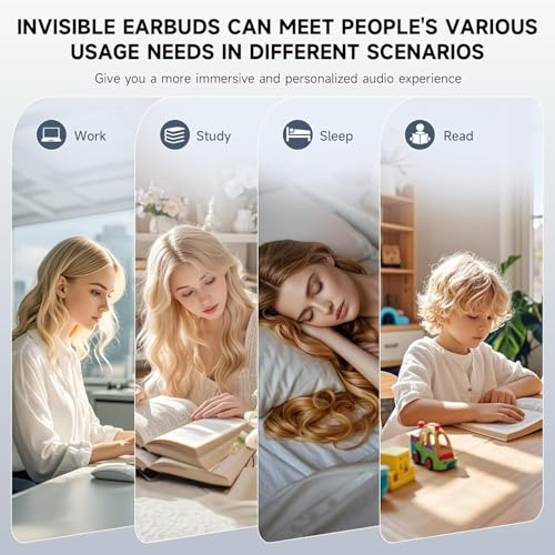 Image of Invisible Sleep Earbuds, Smallest Sleep Headphones for Side Sleepers Low Profile Micro Tiny Discreet Hidden Earbuds for Work, Wireless Mini IPX5 Waterproof for Small Ear Canals, Deep White