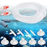 DURANTEY 15 Stück Aquarium Luftpumpe Zubehör mit 4M Schlauch 2 Rückschlagventil 6 Saugnapf 4 Schlauchverbinder 2 Luftsteine Standard Luftpumpen klarer Luftausströmer für Aquarium Fish Tank