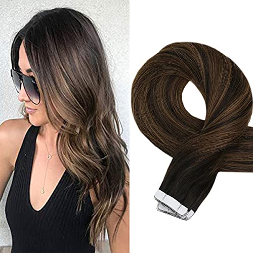 Sunny 22 inch Tape in Brown Hair Extensions Skin Weft Hair Extensions Seamless Real Human Hair Brown Color Tape in Hair Extensions Salon Style 20pcs/50g