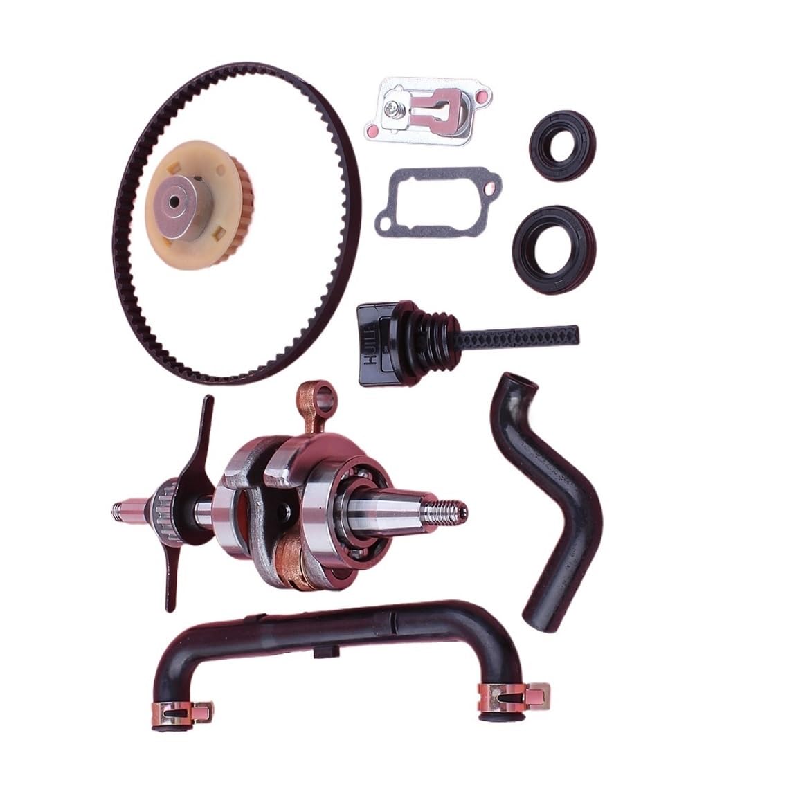 Cigüeñal árbol de levas polea Engranaje Correa de distribución Sello de Aceite Apto for Honda GX35 35cc 4 Tiempos cortacésped Tubo de ventilación Varilla de Nivel