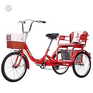 Adult Tricycle 20 Inch Adult Trikes for Seniors Folding 3 Wheel Bicycle with Shopping Basket Three-Wheeled Bicycles Cruise Trike Load 200kg