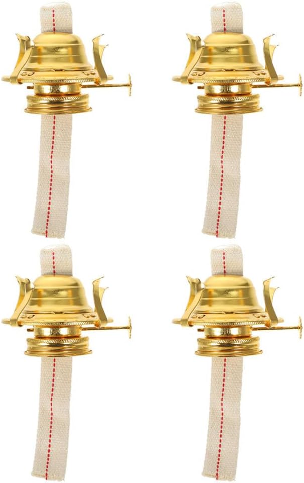 Ipetboom 4pcs Oil Lamp Burner: Replacement Oil Lamp Chimney Holder with Reduction Collar and Wick for Kerosene DIY Vintage Antique Lights