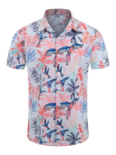 Image of Yoimira Hawaiian Shirts for Men, Print Mens Casual Short Sleeve Button Down Shirts Floral Aloha Beach Shirt