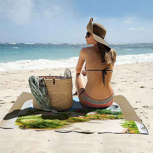 Grande serviette microfibre de bain au design château de mer - 3