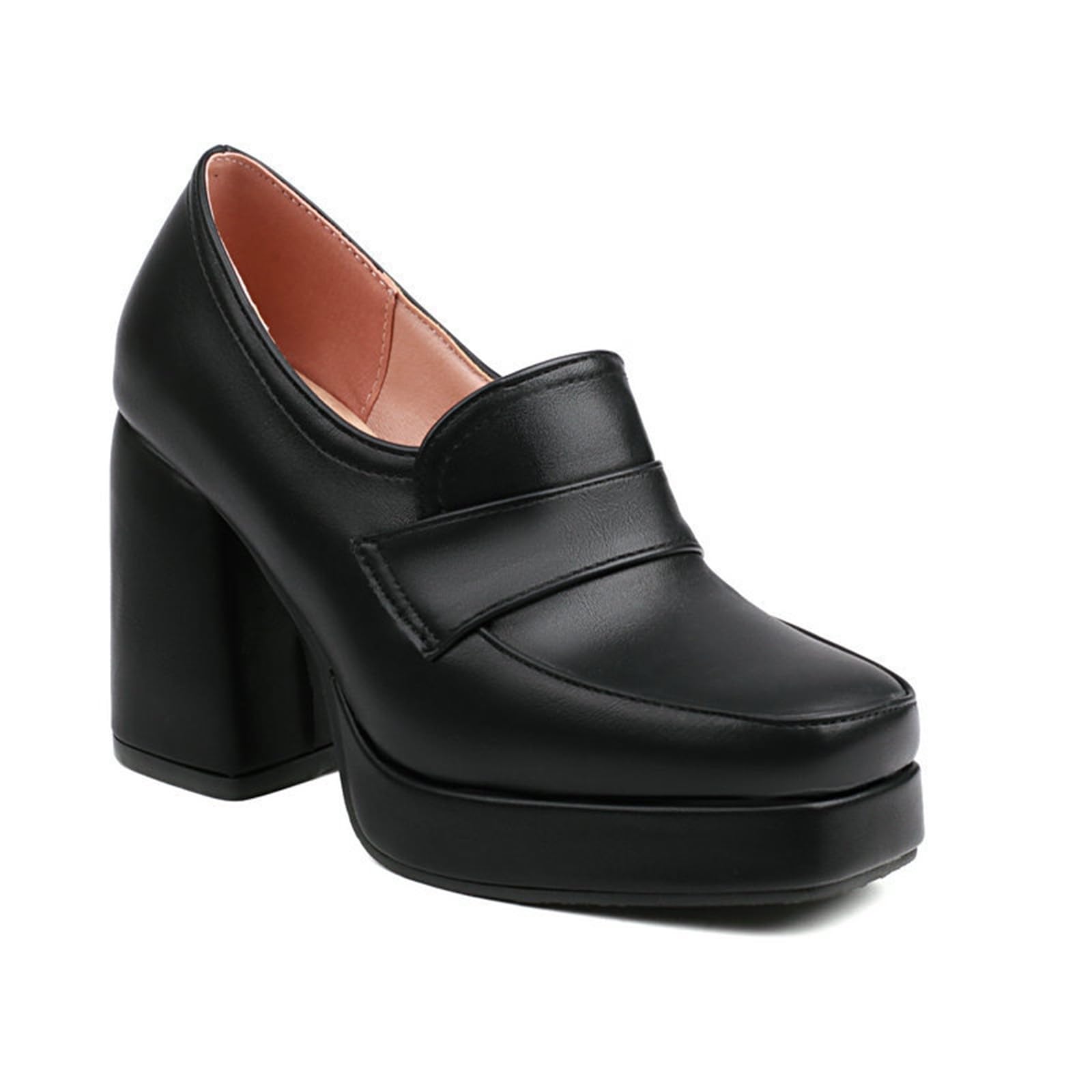 Generisch Eleganti scarpe Mary Jane con punta quadrata, tacco basso a blocco, comode da infilare, ideali per tutti i giorni e occasioni speciali
