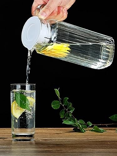 Image of Premium Water and Juice Glasses and Jug Set Combo [6 Piece Glass 350ML & 1 Piece Jug 1 Liter] Transparent Pitcher Set for Dining Table, Home & Restaurant,Party (MTS - 17)