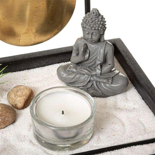 Ducomi Zen Garden Picture with Tray, Sand, Buddha Figurine, Rock, Japanese Meditation Kit, Home Accessories - Image 3