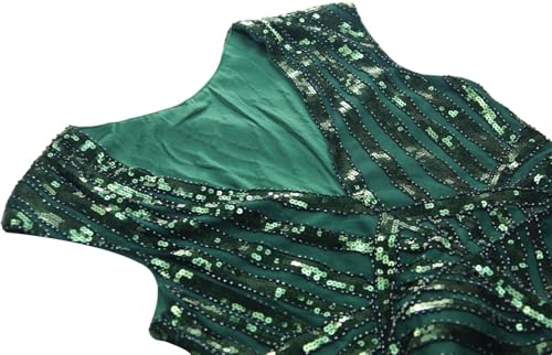 Image of Women Evening Maxi Long Dress 1920s Sequin Mermaid Hem Wedding Prom Gown Costume w / 20s Gatsby Accessories Set
