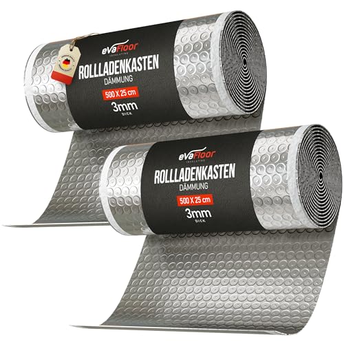 EVAFLOOR Rollladenkasten Dämmung Rolle Selbstklebend 5m x 25 cm | Gegen Kälte Hitze und Zugluft | Energie sparen & Mehr Wohnkomfort (Pack 2)
