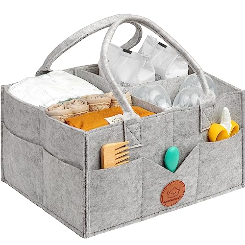 Image of KeaBabies Diaper Caddy Organizer - Baby Organizer for Nursery, Car Storage Organizer, Baby Gift Basket, Changing Table Organizer, Portable Diaper Organizer Caddy for Girls, Boys (Classic Gray)