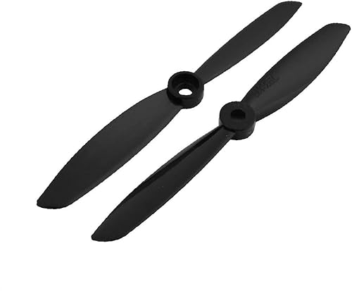 X-DREE 1 Pair Black Plastic RC Airplane Prop Propeller Paddle 5x4.5 + Shaft Adapter Ring(1 par de plástico negro aeroplano rc prop propulsor paleta