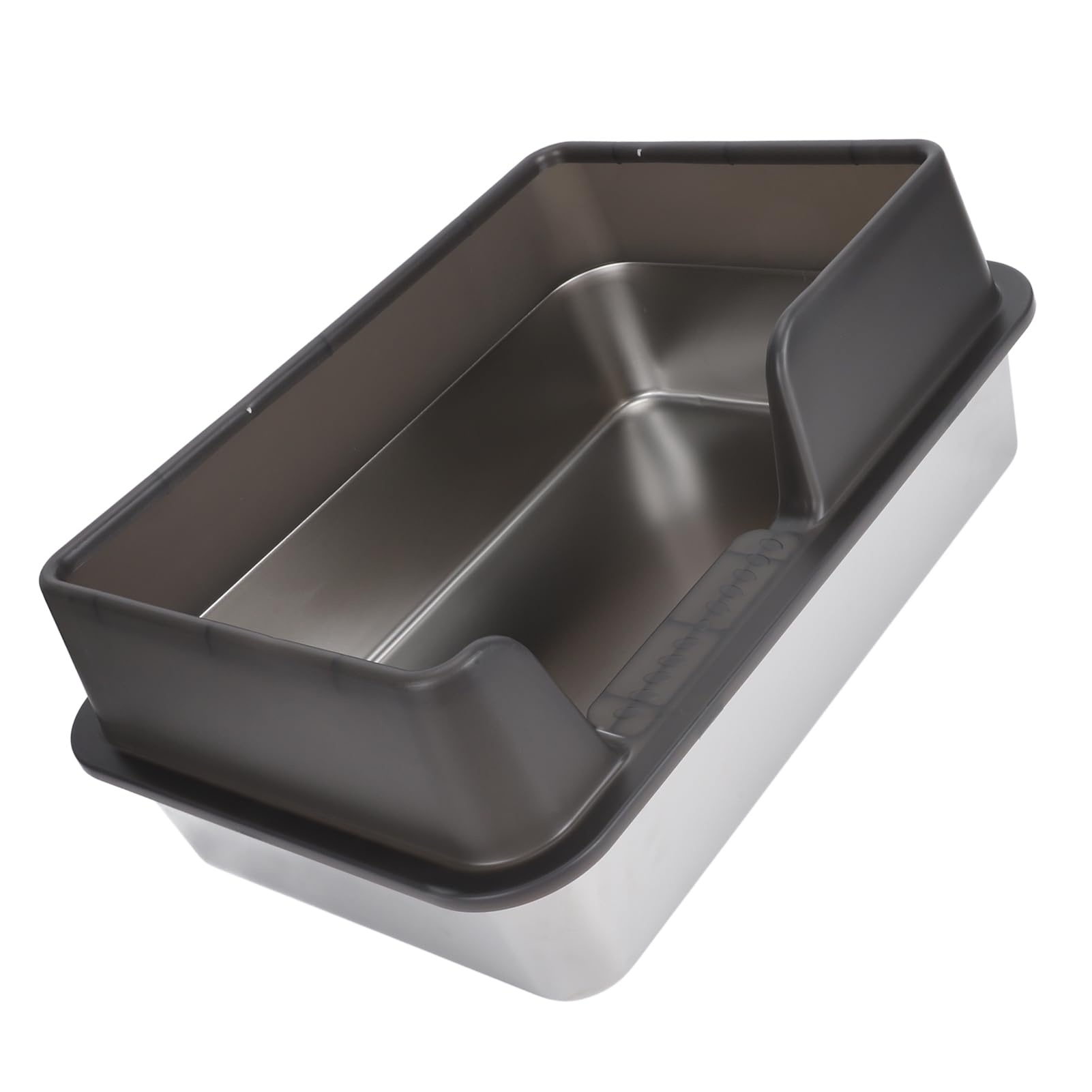 Kleine Katzentoilette aus Edelstahl, 50x35x20 Metalltoilette mit Spritzwassergeschütztem Deckel und Schaufel für Alle Katzen, Leicht zu Reinigen, (Schwarz)