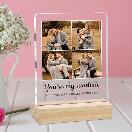 Image of Giftplease Customized Photo Frame with Wooden Stand | Transparent | Personalized Couple Picture Frame Gift for Girlfriend, Boyfriend, Husband, Wife |Anniversary, Wedding, Valentine s Day C 02
