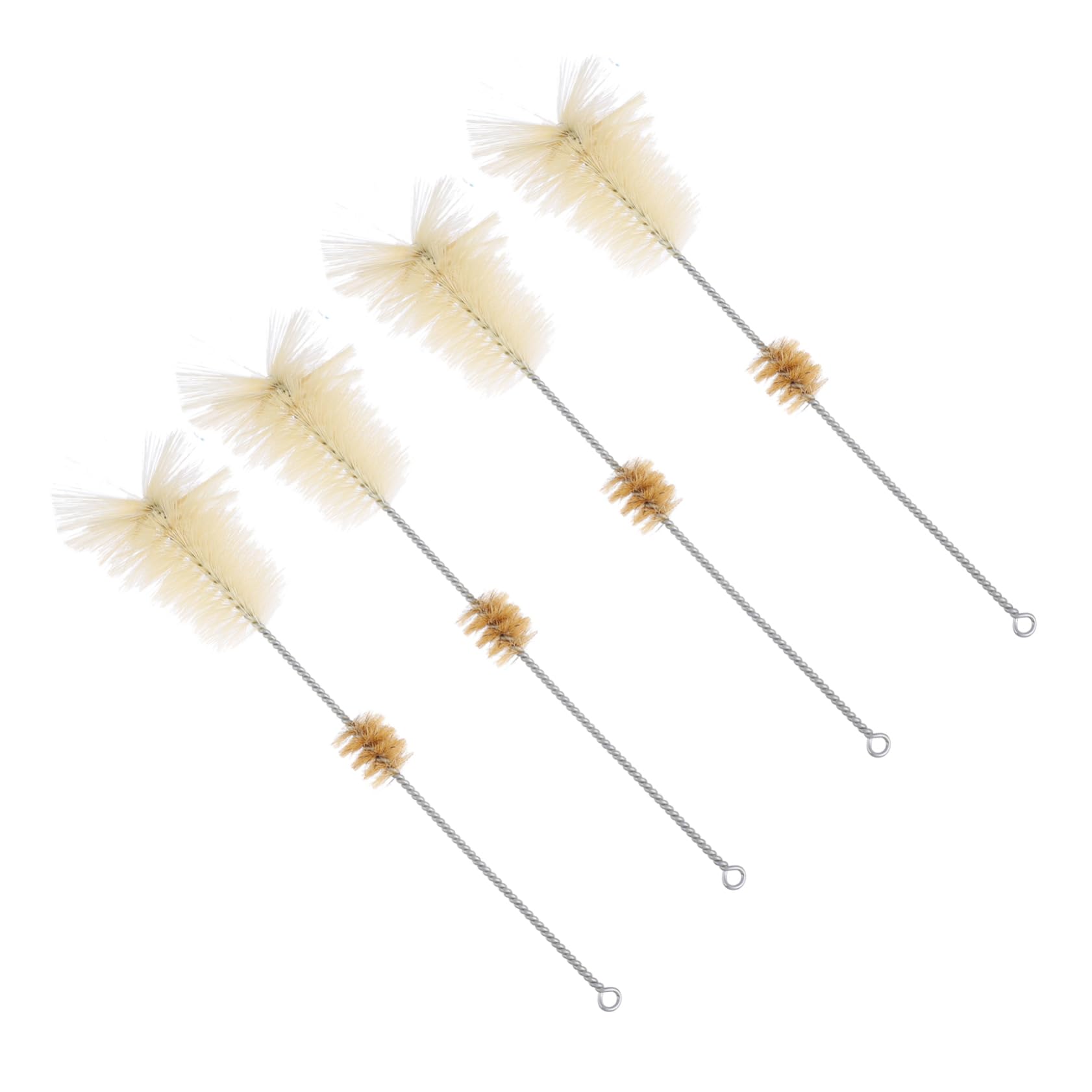 HOMOCONO 4pcs Bottle Brush Erlenmeyer Brush Cup Scrubber Tube Cleaning Brush Round Bottle Scrub Brush Water Filter Pipe Cleaning Brush Straws Boiling Flask Brush Beige Pig Hair