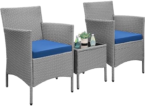 Yaheetech 3 Pieces Patio Porch Furniture Set, Outdoor PE Rattan W...