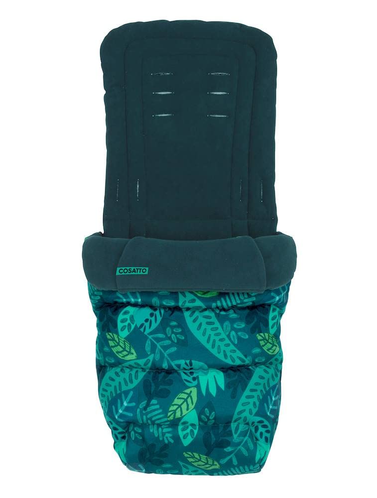 Cosatto Saco universal – Cosy Toes, Cochecito acolchado de lujo para todas las estaciones, cochecito de bebé, forro de cochecito, lavable, con canguro Puch para manos, selva medianoche
