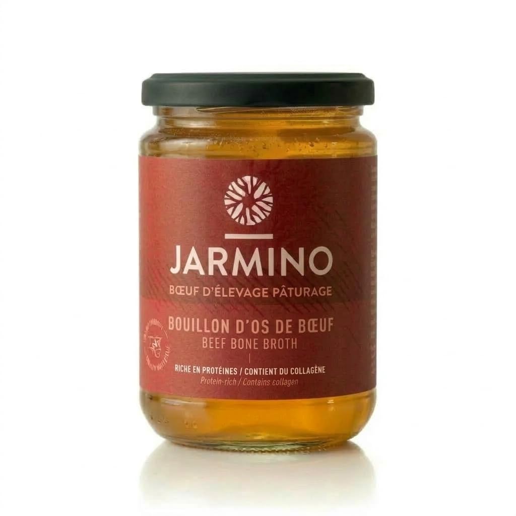 Bone broth soupe (6x 350ml) | bouillon d'os de boeuf | JARMINO | acide hyaluronique, collagène et protéine naturelle | bio
