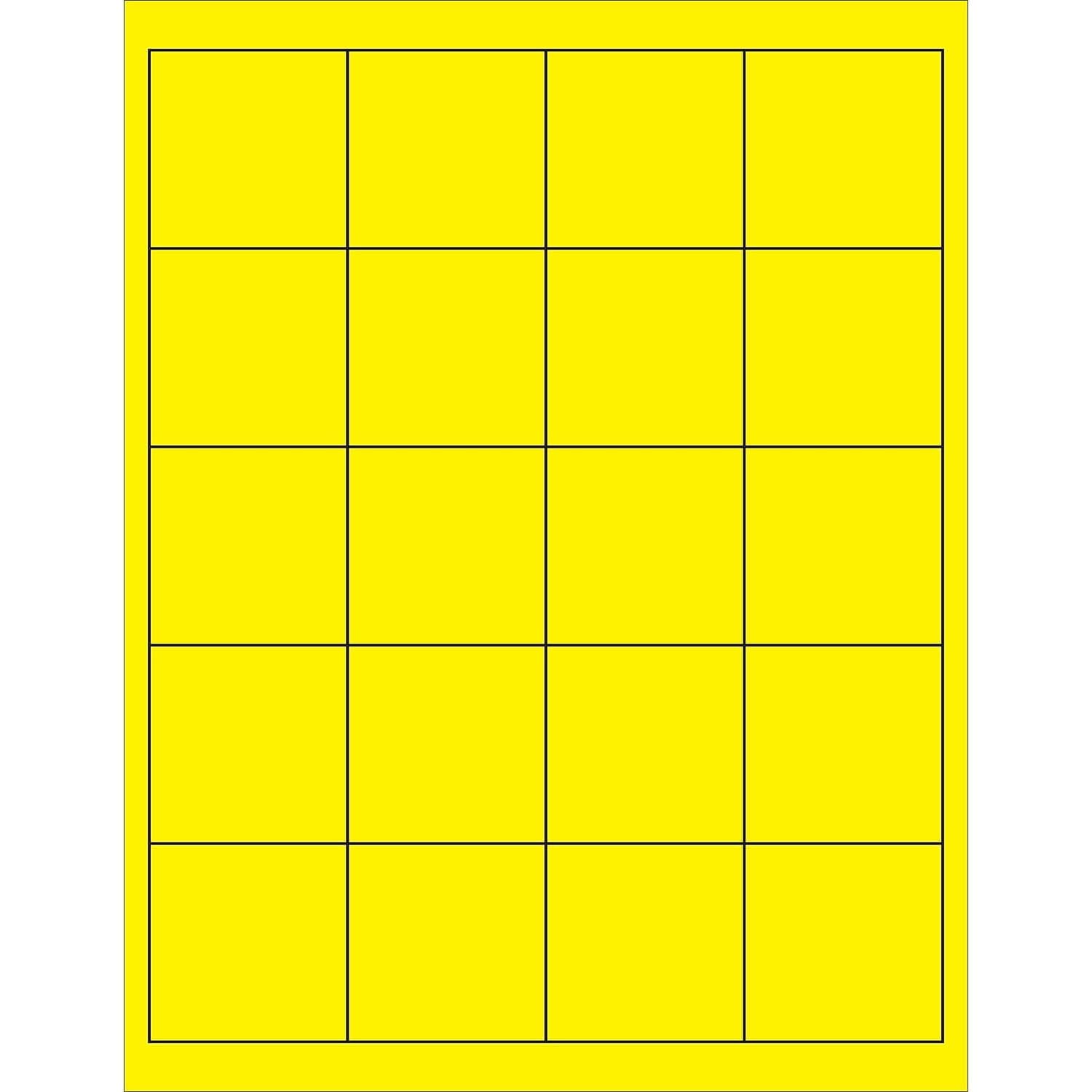 2 x 2 in. Fluorescent Yellow Rectangle Laser Labels - Pack of 2000