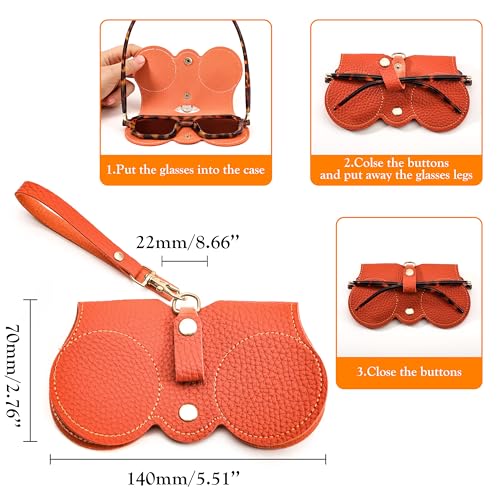 Image of FEISEDY 2Pack Soft Leather Sunglass Bag, Portable Holder Eyeglasses Case | Lightweight Portable Design, With Button Clip Wrist Strap for Travel Daily Use B0049
