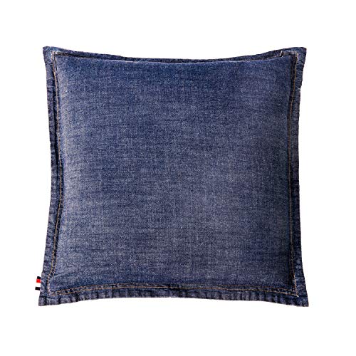 Elegant Life Home Pack Of 2 100% Cotton Washed Denim Decorative Throw Pillow Covers Dark Blue Cushion Covers Set Soft Square Double Stitching Pillow Case Shell For Car Sofa Bedroom (18’’X18’’) 2 Pcs #TOP1