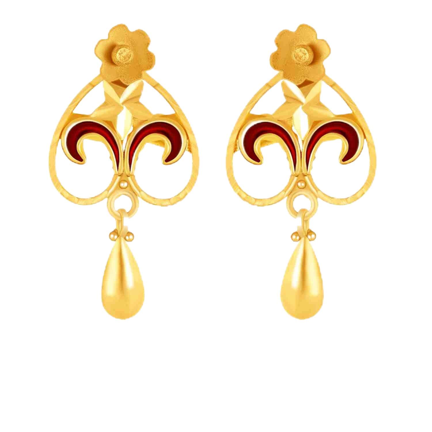 p.c. chandra jewellers 22K Gold Drop Earrings for Women, Yellow-picture-11