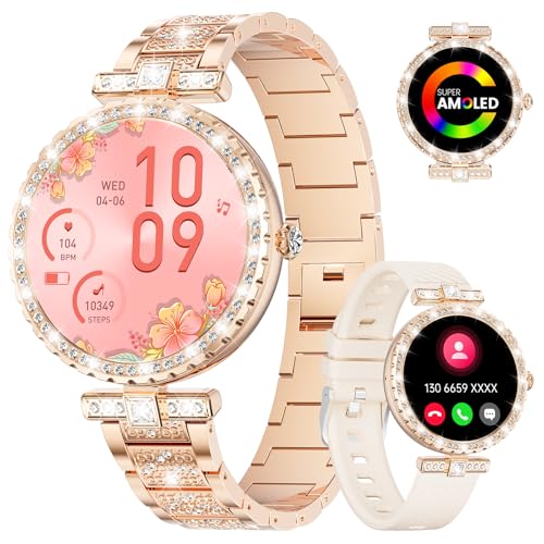Orologio intelligente da con funzione telefonica 1.19 AMOLED Fitness Tracker con 100+ modalità sportive frequenza cardiaca 24H ciclo mestruale IP68 Diamon Smart Watch per Android iOS donna