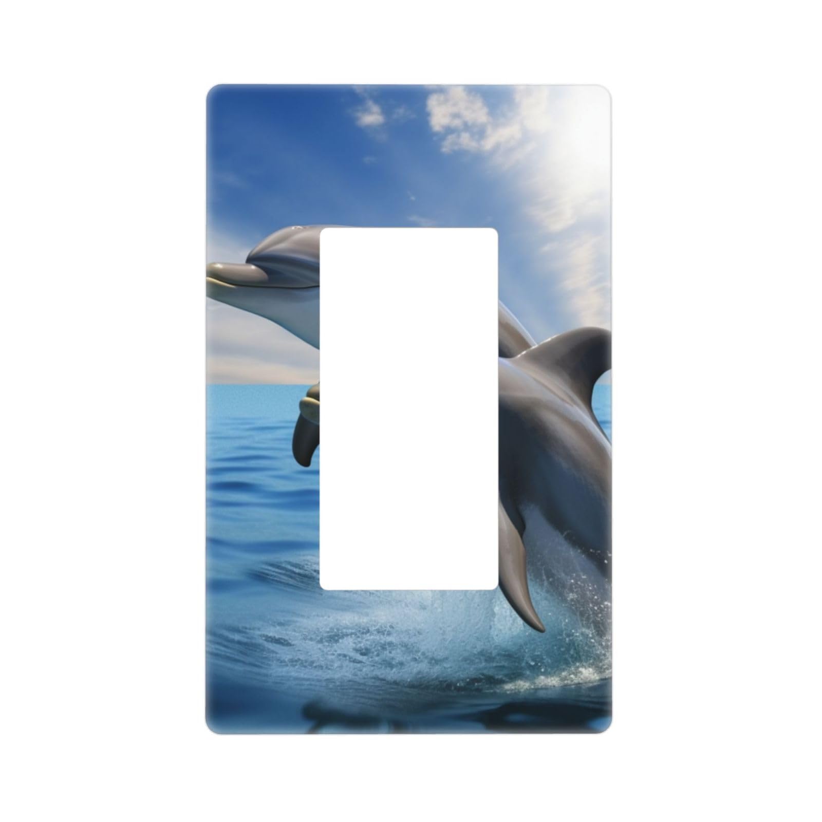 Decorator Wall Plate 1 Gang Light Switch Covers Decorator Receptacle Outlet Covers Two Dolphins Wall Plates for Electrical Outlets Plug Cover Single Rocker Switch Plates