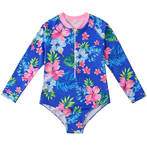 Toddler Girls Long Sleeve Floral Printing Beach Bathing Suit Girls Swimwear Swimsuit Guard Swimsuit