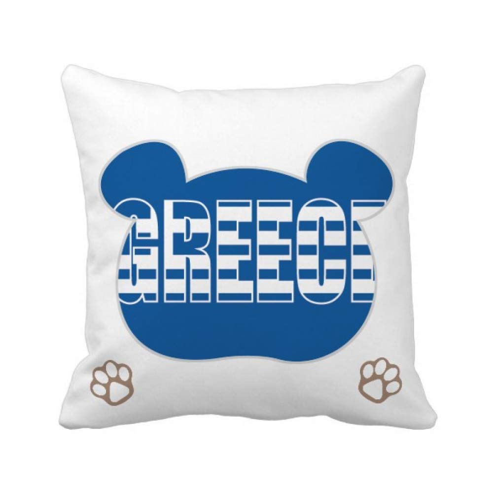 Housse de coussin Grèce carrée motif drapeau bleu blanc taie décoration