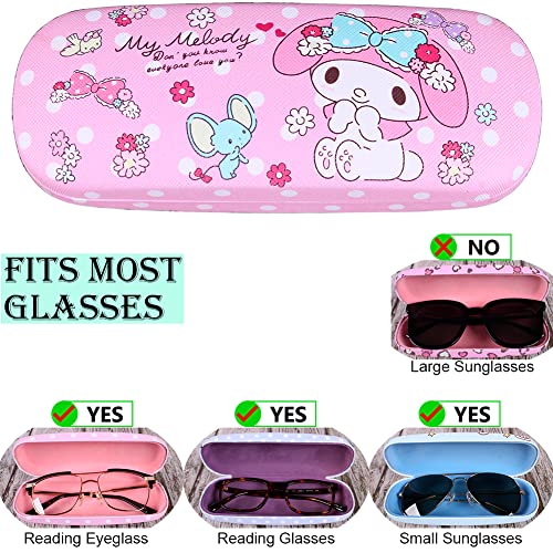 Image of ADBGV Cute Stylish Hard Shell Eyeglasses Cases Protective Case Storage Box With Glasses Cloth Eyeglass Strap for Girl Teen