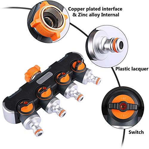 RATEL Splitter Tubo da Giardino a 4 Vie, Rubinetto...