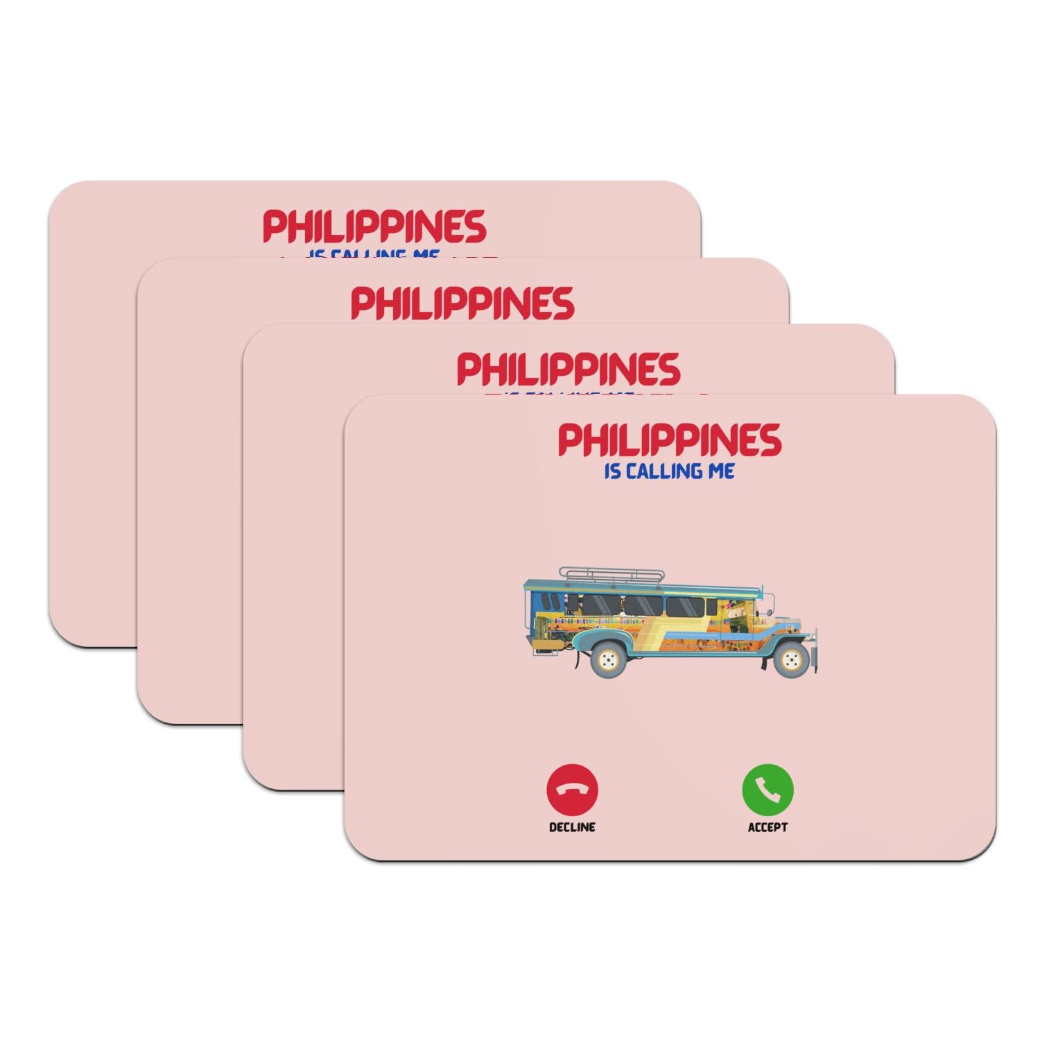 Set de table rose lot de 4 grand format motif culture philippine jeepney