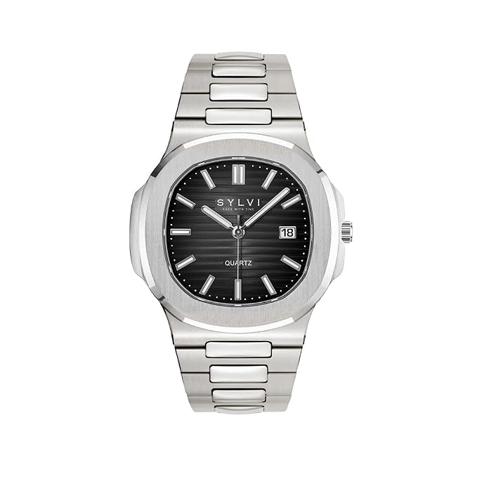 Sylvi Urbane Stainless Steel Strap Analog Watches for Men with Water Resistant Watch & Date Display