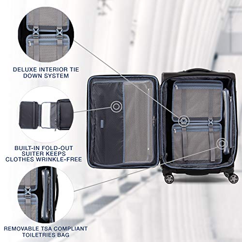 Travelpro Platinum Elite-Softside Expandable Spinner Wheel Luggage, Shadow Black, Checked-Medium 25-Inch