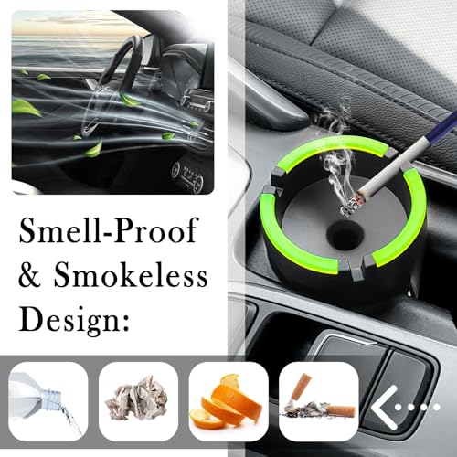 Image of Car Ashtrays for Cup Holder Smell Proof,Multi-Functional Smokeless Ashtray for Car Storing Cigarettes,Rubbish,Ashtray with Lid Smell Proof for Most Vehicles (Pink)