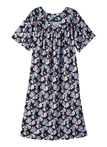 Image of AmeriMark Casual Women's Patio Muumuu House Dress Loose Comfortable Short Sleeve Sun Dress Lounger Gown Sleepwear for Ladies