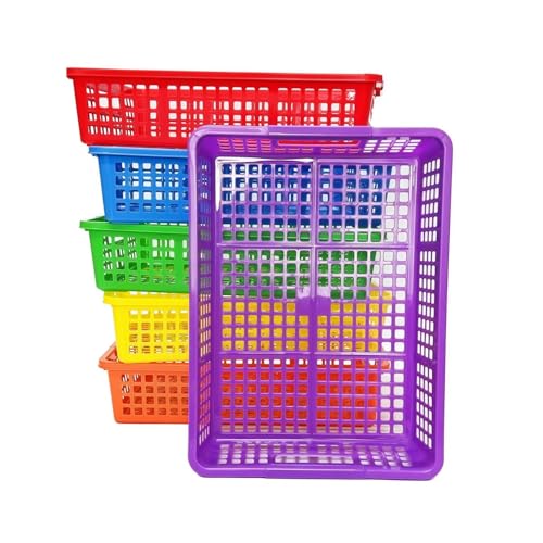 6 Pack Plastic Turn in Paper Trays for Classroom, Storage Bin Baskets