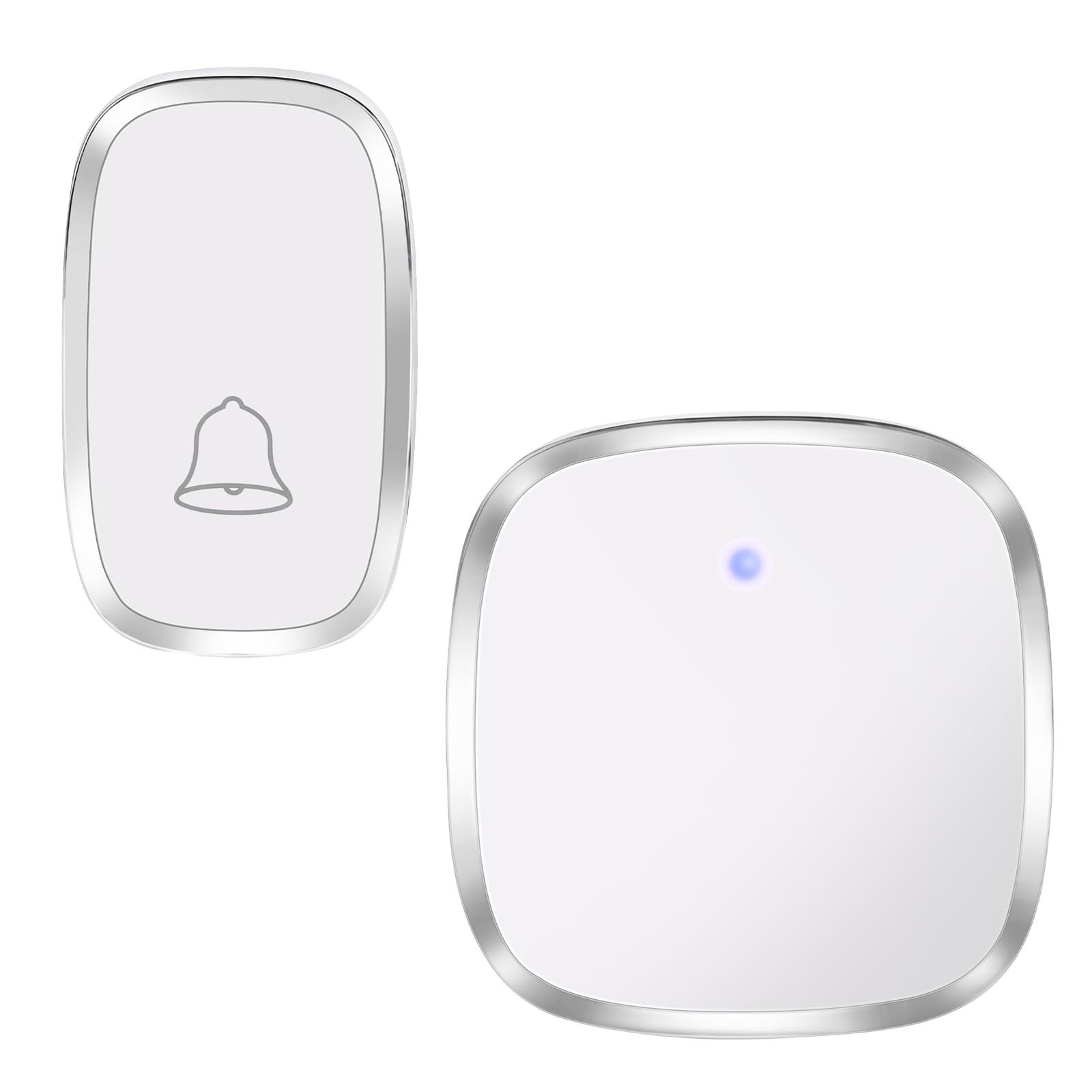 Wireless Doorbell Kit with 1 Receiver, White Waterproof Door Chime 1000ft Work Range, 58 Chimes and 5 Level Volume, LED Light, Plug in Doorbell with Memory Function, Easy to Install
