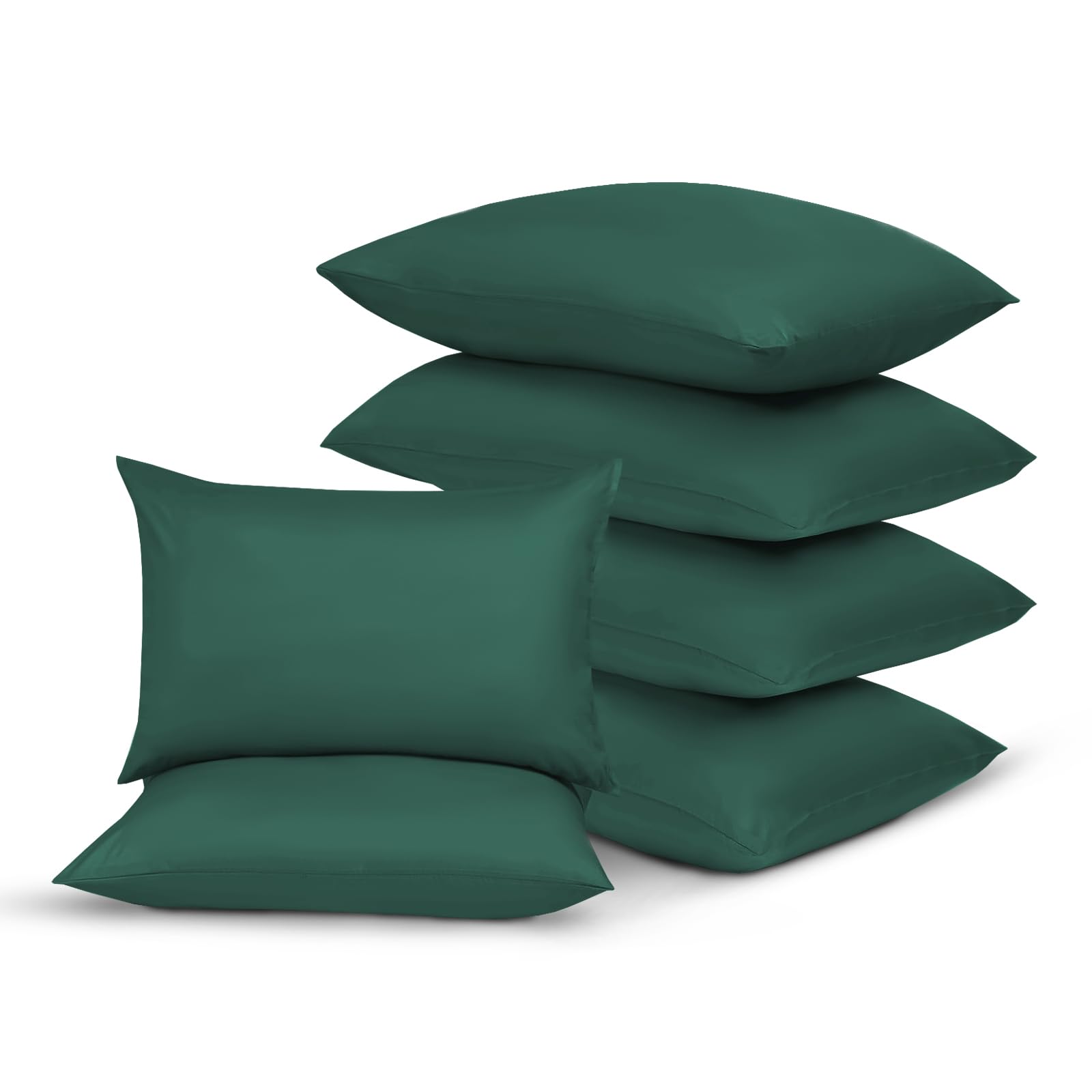 Yorkshire Bedding Emerald Pillow Cases 6 Pack 100% Soft Brushed Microfiber Pillowcases with Envelope Closure- Fade & Stain Resistant Housewife Pillow Case 50 X 75 Cm
