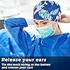 6-Pieces-Scrub-Caps-with-Buttons-Ponytail-Holder-and-Sweatband-Adjustable-Ribbon-Tie-Ponytail-Hats-Bouffant-Turban-Hats-Colorful-Printed-Beanie-Long-Hair-Covers-for-Women 6 Pcs Scrub Caps Women Nursing Hats with Buttons Adjustable Bouffant Nurse Ponytail Holder Turban Patterns