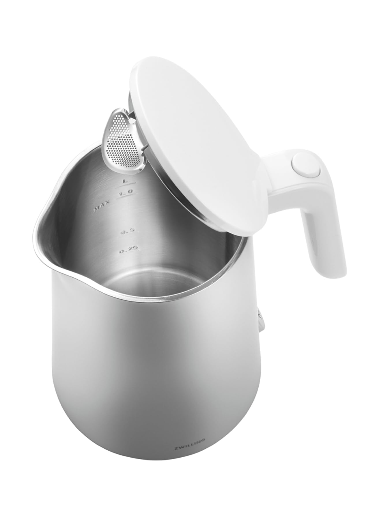 ZWILLING Czajnik ENFINIGY z filtrem wapiennym ze stali nierdzewnej i ochroną przed przegrzaniem, bezprzewodowy, 1850 W, 1,0 litra, srebrny