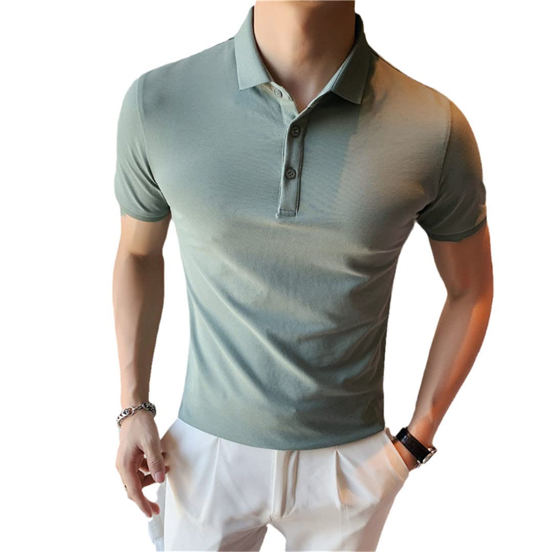 Herren V-Ausschnitt gestricktes Poloshirt Herren Kurzarm Sommer Casual Polos Shirt Slim Fit